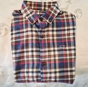 Men's Plaid Shirt - Blue, Red, and White
